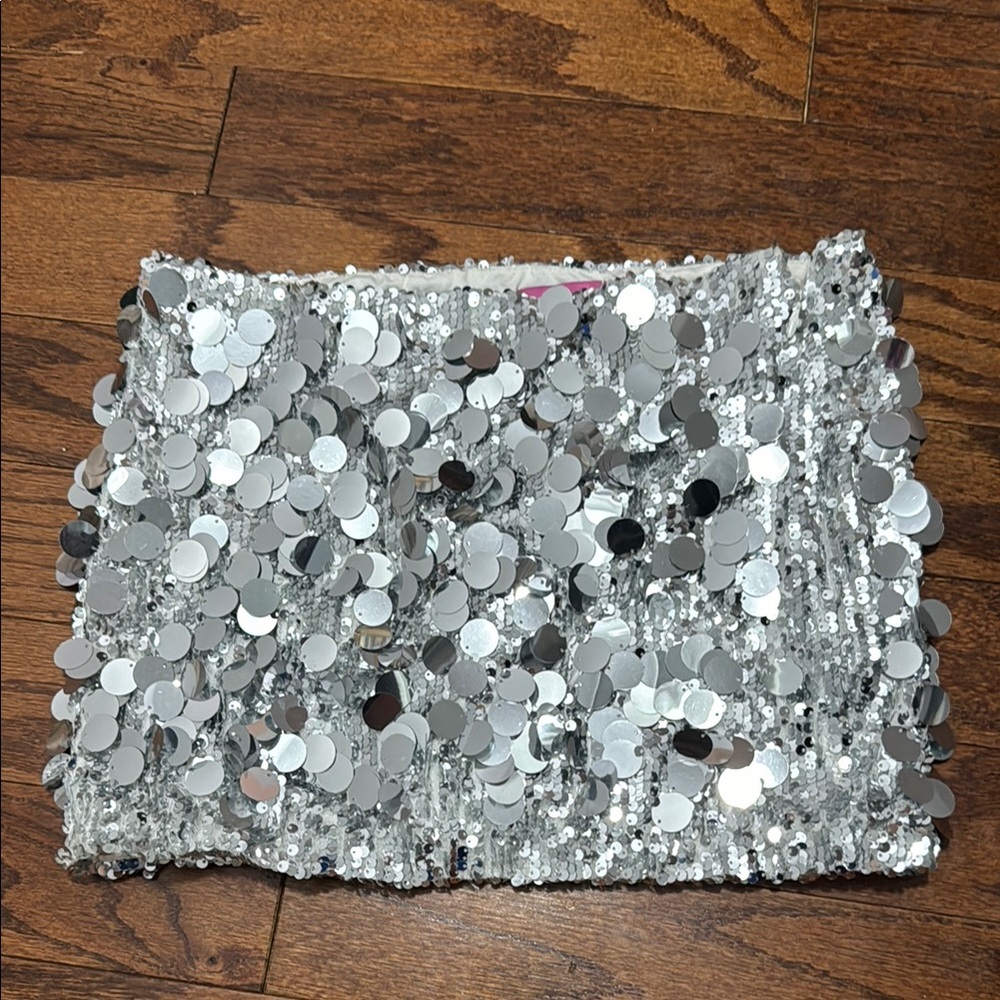 Silver Sequin mini skirt